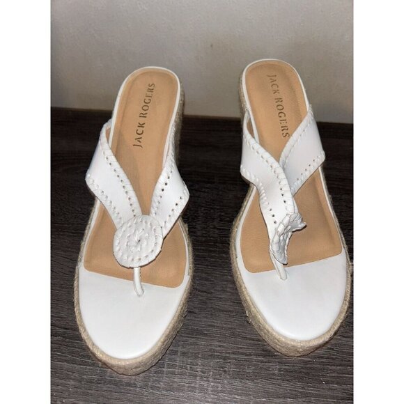 Jack Rogers White Rowan Boho Slip On Platform Espadrille Wedge Sandals Size 10 M - Picture 4 of 8